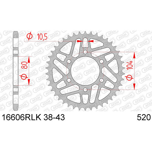 AFAM SPROCKET REAR RLK STREET-RACING 520 16606RLK-38