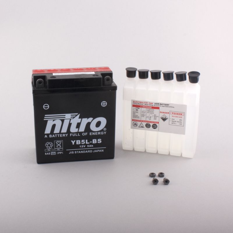 AFAM NITRO YB5L-BS Maintenance free with acid pack 14NB5L-BS(dimensions L:120,W:60,H:130)