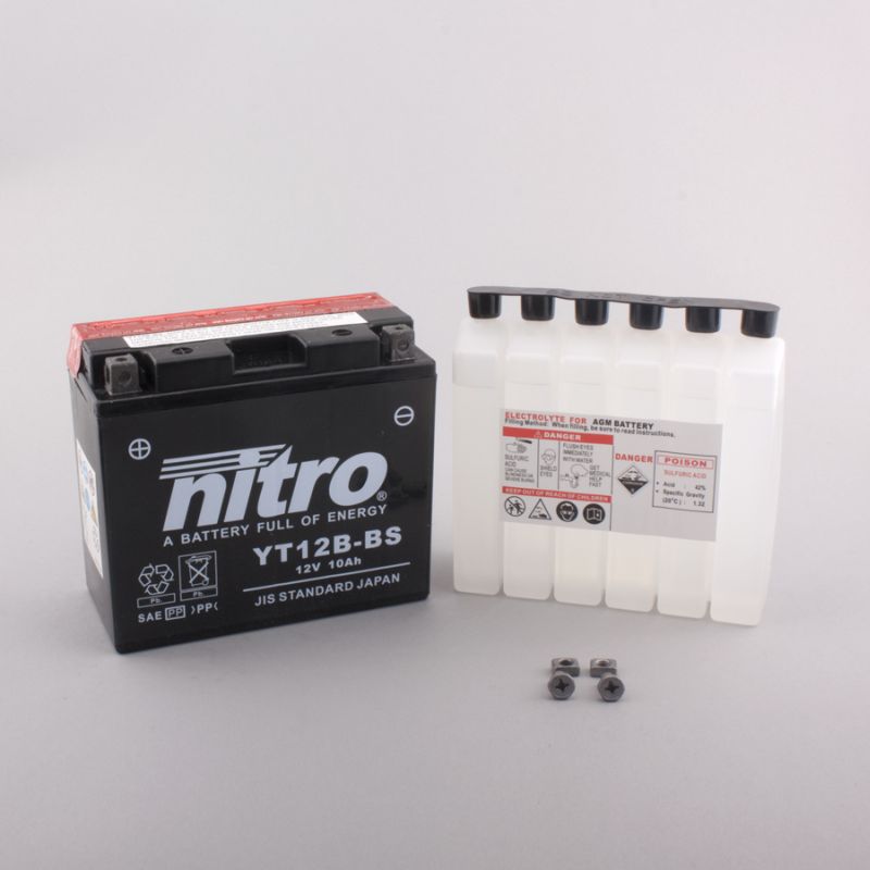 AFAM NITRO YT12B-BS AGM open with acid pack 14NT12B-BS(dimensions L:150,W:69,H:130)