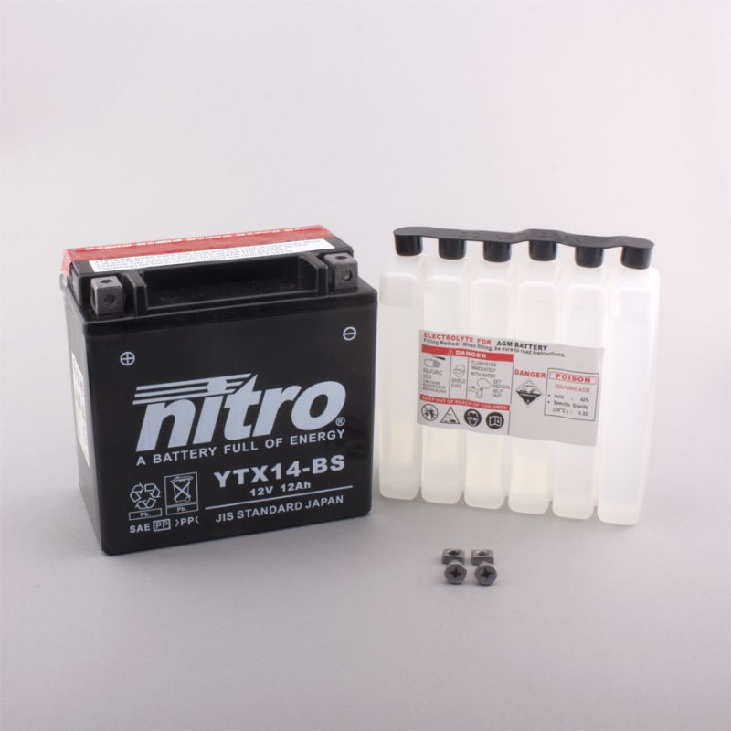AFAM NITRO YTX14-BS AGM open with acid pack 14NTX14-BS(dimensions L:150,W:87,H:145)