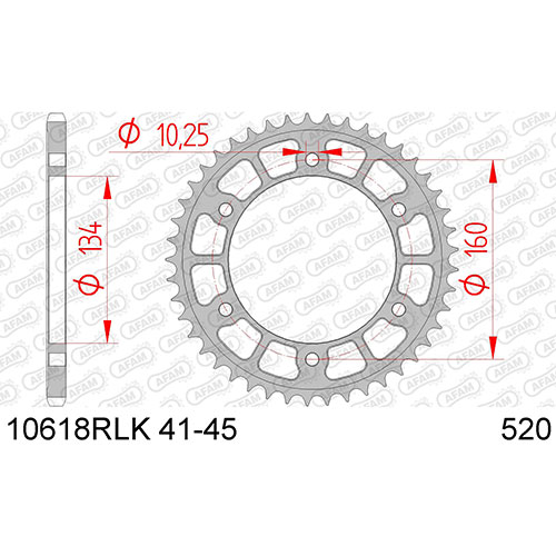 AFAM SPROCKET REAR RLK STREET-RACING 520 10618RLK-41