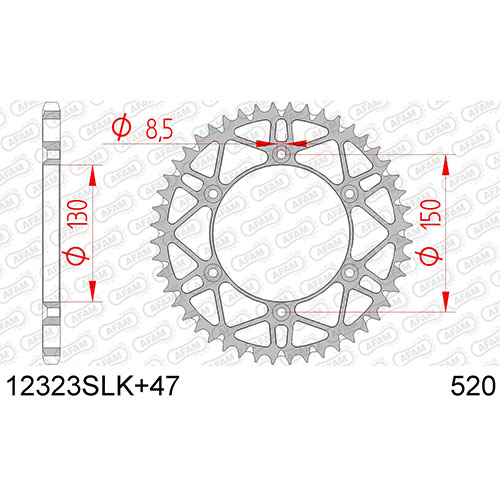 AFAM SPROCKET REAR SLK MX-ENDURO 520 12323SLK+47