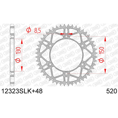 AFAM ΓΡΑΝΑΖΙ ΠΙΣΩ SLK MX-ENDURO 520 12323SLK+48