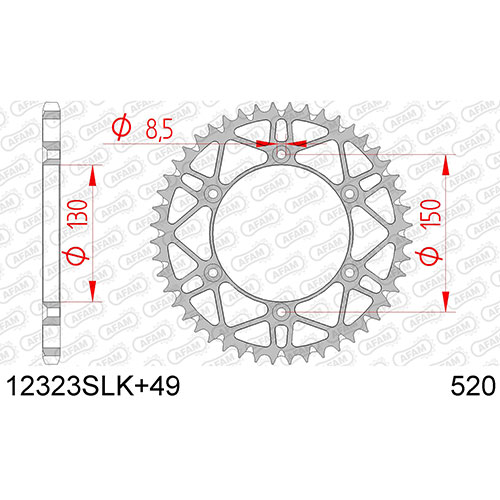 AFAM SPROCKET REAR SLK MX-ENDURO 520 12323SLK+49