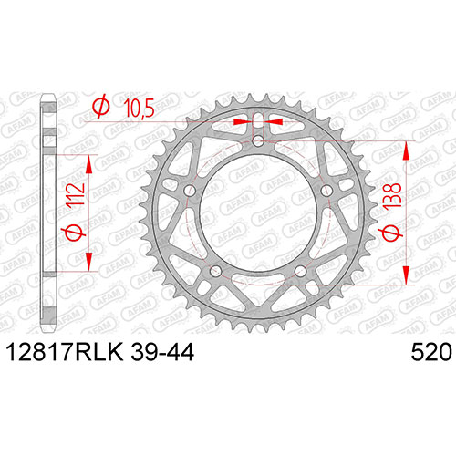 AFAM SPROCKET REAR RLK STREET-RACING 520 12817RLK-40