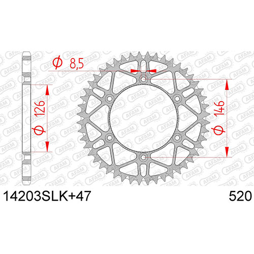 AFAM SPROCKET REAR SLK MX-ENDURO 520 14203SLK+47