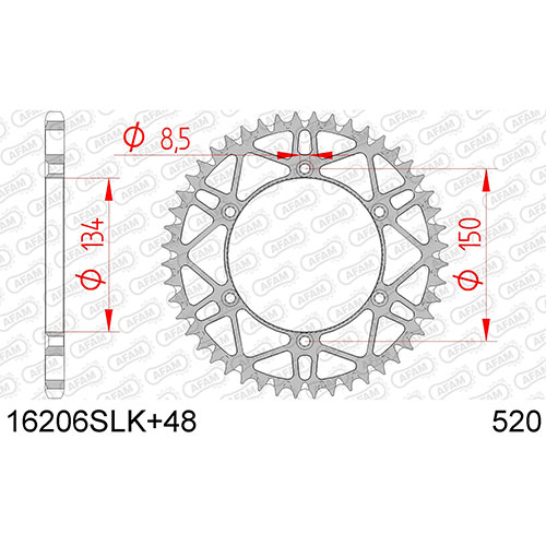 AFAM SPROCKET REAR SLK MX-ENDURO 520 16206SLK+48