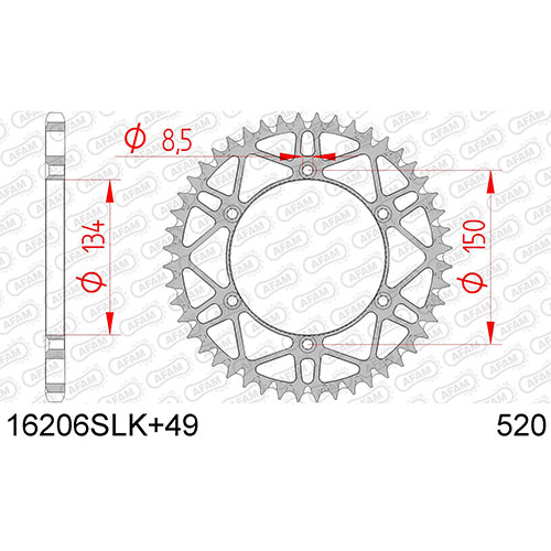 AFAM SPROCKET REAR SLK MX-ENDURO 520 16206SLK+49