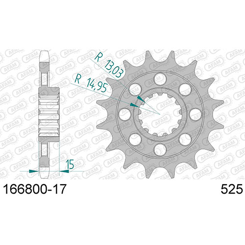 AFAM SPROCKET FRONT WITH RUBBER 525-17 18166800-17