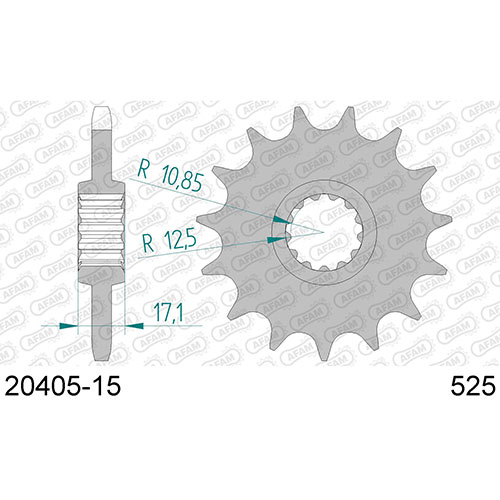 AFAM SPROCKET FRONT WITH RUBBER 525-15 1820405-15