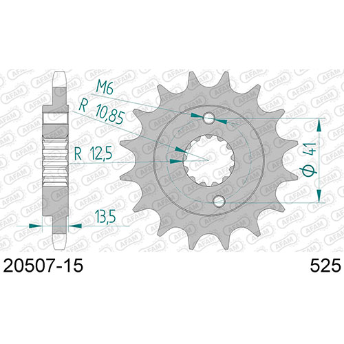 AFAM SPROCKET FRONT WITH RUBBER 525-15 1820507-15