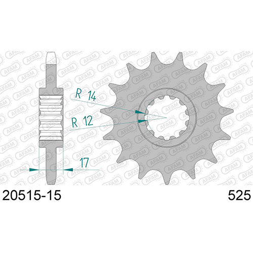 AFAM SPROCKET FRONT WITH RUBBER 525-15 1820515-15