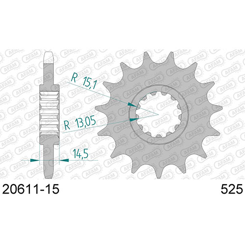 AFAM SPROCKET FRONT WITH RUBBER 525-15 1820611-15