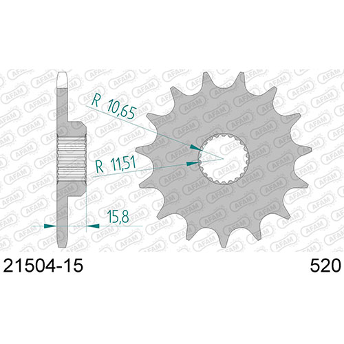 AFAM SPROCKET FRONT WITH RUBBER 520-15 1821504-15