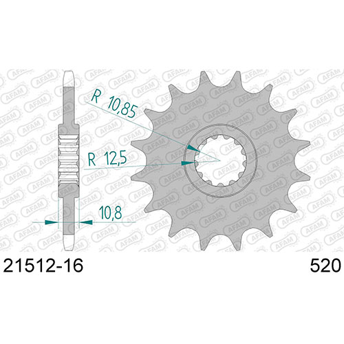 AFAM SPROCKET FRONT WITH RUBBER 520-16 1821512-16