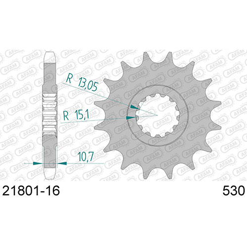 AFAM SPROCKET FRONT WITH RUBBER 530-16 