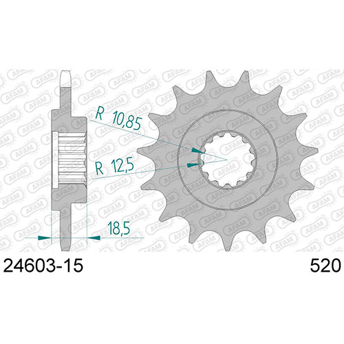 AFAM SPROCKET FRONT WITH RUBBER 520-15 1824603-15