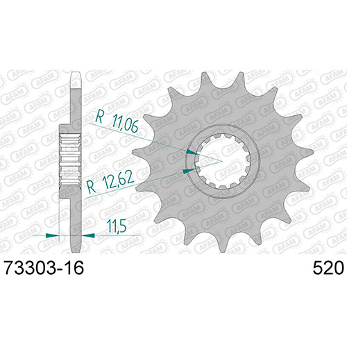 AFAM SPROCKET FRONT WITH RUBBER 520-16 1873303-16